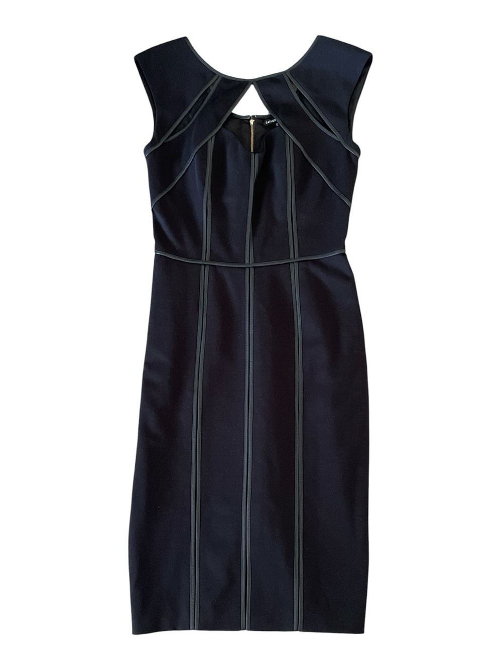 Catherine Malandrino Faux Leather-Trim Sheath Dress Size 10 EUC